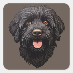 Adesivo Quadrado Labradoodle Black Dog