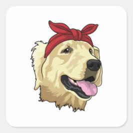 Adesivo Quadrado Labrador com Bandana