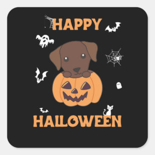 Adesivo Quadrado Labrador Em Cachorros Bons Felizes Halloween