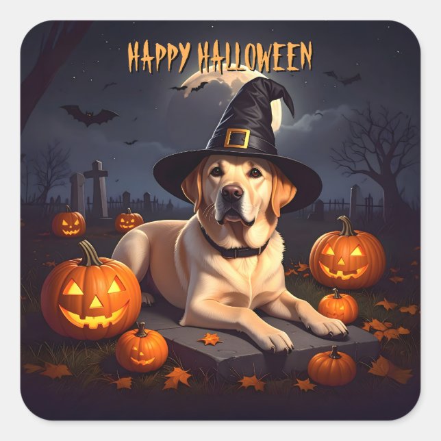 Adesivo Quadrado Labrador Halloween (Frente)