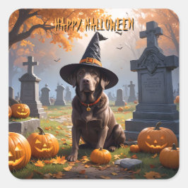 Adesivo Quadrado Labrador Halloween