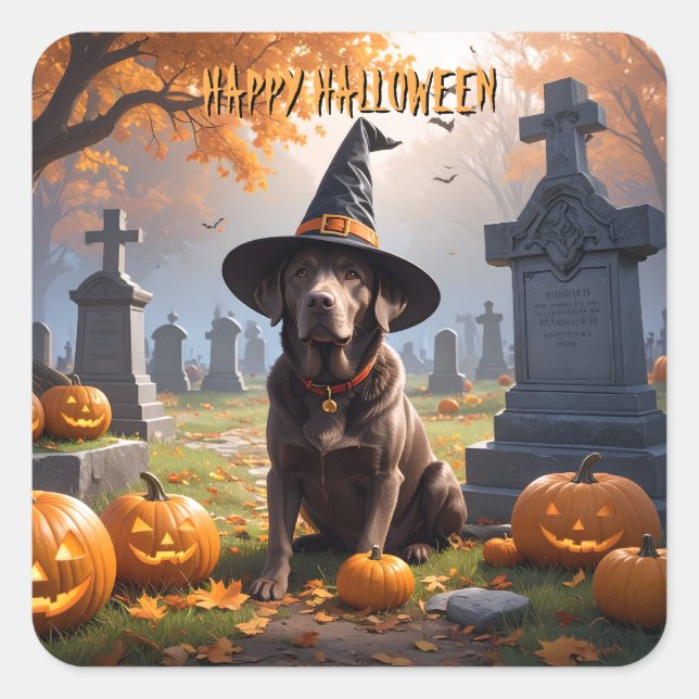 Adesivo Quadrado Labrador Halloween (Frente)