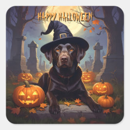 Adesivo Quadrado Labrador Halloween