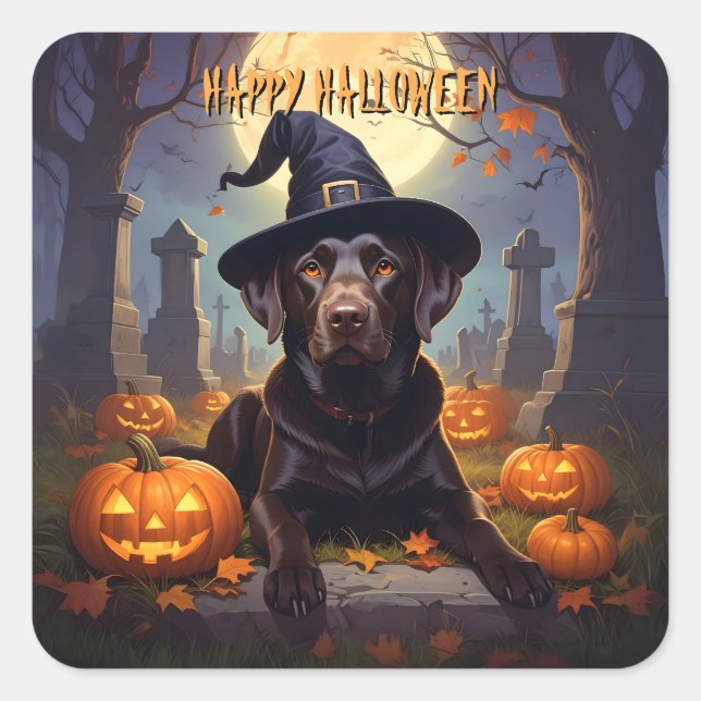 Adesivo Quadrado Labrador Halloween (Frente)