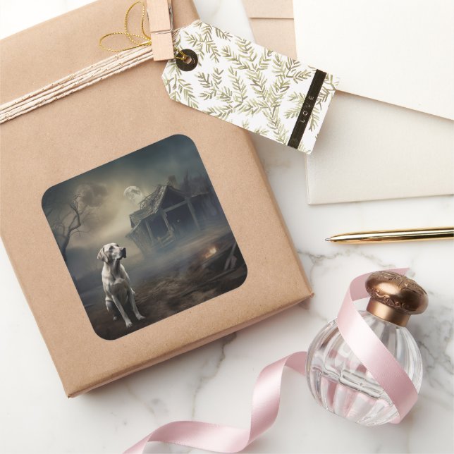 Adesivo Quadrado Labrador Halloween Scary (Presentear)