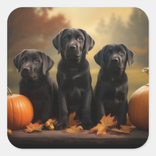 Adesivo Quadrado Labrador Puppy Autumn Delight Pumpkin