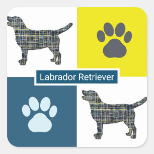 Adesivo Quadrado Labrador Retriever Dog & Paw Y&B Grid Square