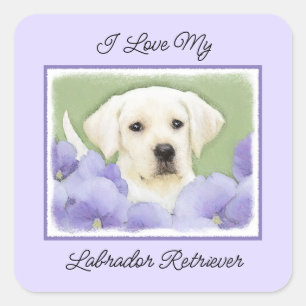 Adesivo Quadrado Labrador Retriever Puppy Pintura Original