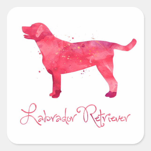 Adesivo Quadrado Labrador Retriever Watercolor Design (Frente)