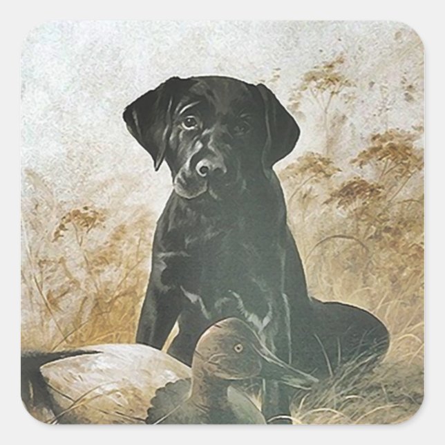 Adesivo Quadrado Labradores Black Lab STICKER recuperam cão de mont (Frente)