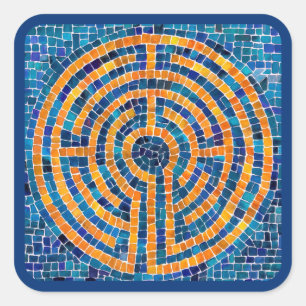 Adesivo Quadrado LABYRINTH IV Vinhetas grandes quadradas - Azul