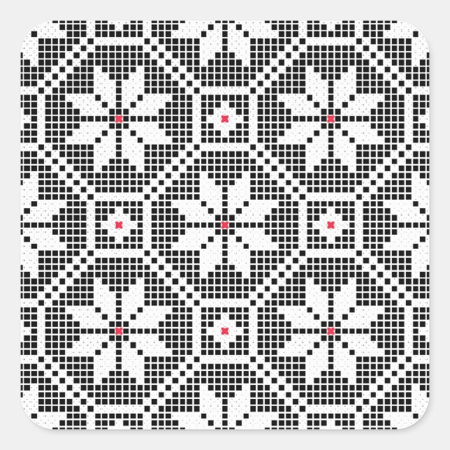 Adesivo Quadrado Lace branco isolado sobre fundo preto PERSONALIZAD (Frente)