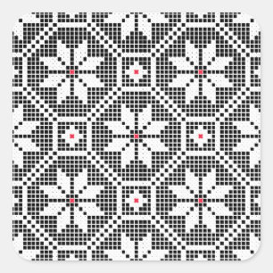 Adesivo Quadrado Lace branco isolado sobre fundo preto PERSONALIZAD