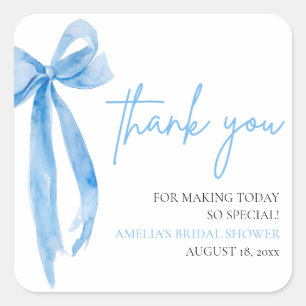 Adesivo Quadrado Laço Azul Empoeirado Ela Está Casando Chá de Panel