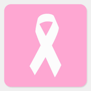 Adesivo Quadrado Laço de Conscientização sobre Rosa