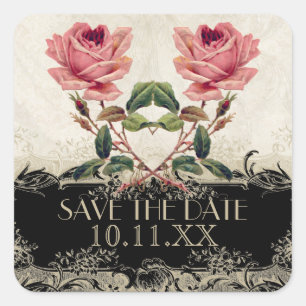 Adesivo Quadrado Laço de creme barroco do preto n do rosa do