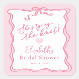 Adesivo Quadrado Laço Rosa Retro Ela Está Casando