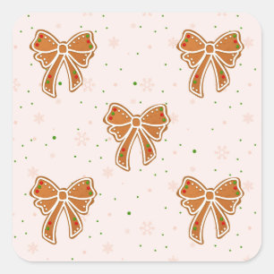 Adesivo Quadrado Laços de Biscoito de Natal