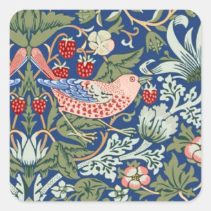 Adesivo Quadrado Ladrão de Morango William Morris Azul Marinho Cora