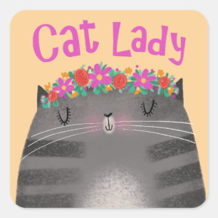 Adesivo Quadrado Lady Cat