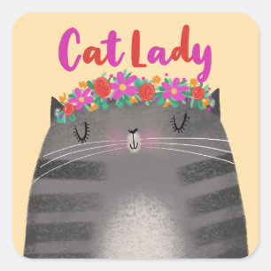 Adesivo Quadrado Lady Cat