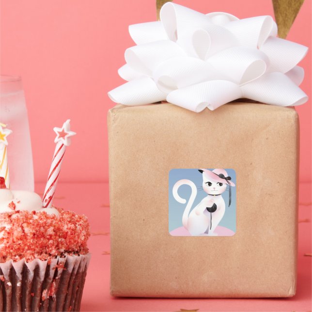 Adesivo Quadrado Lady cat (Festa)