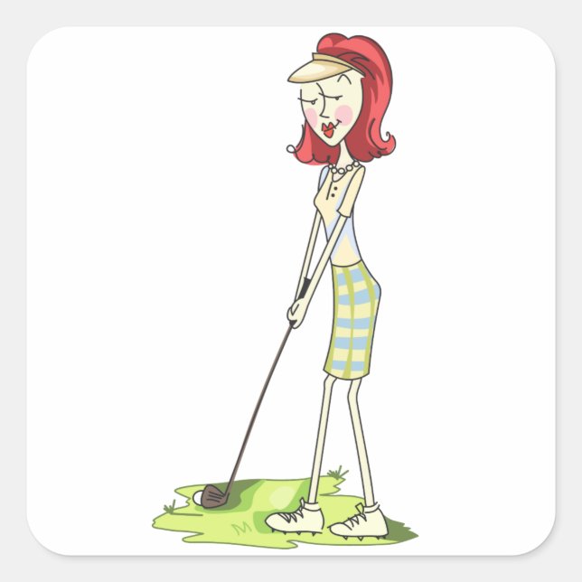 Adesivo Quadrado Lady Golfer (Frente)