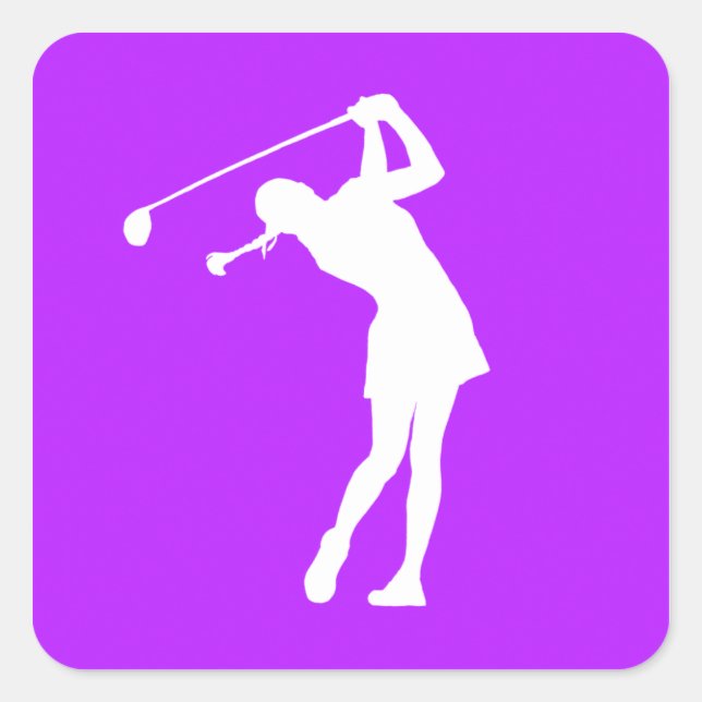 Adesivo Quadrado Lady Golfer Silhouette Sticker Purple (Frente)