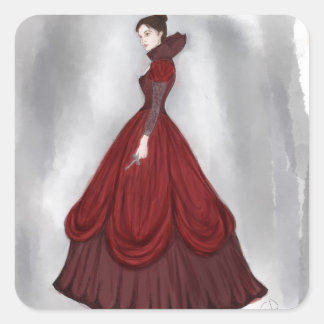 Adesivo Quadrado Lady in Red Poster Papel Porta copos