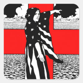 Adesivo Quadrado Lady Liberty WI US Patriotic Poster 1918