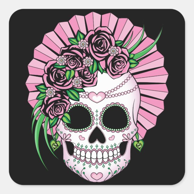 Adesivo Quadrado Lady Sugar Skull (Frente)