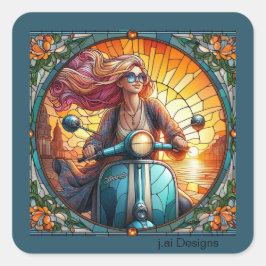 Adesivo Quadrado Lady Vespa