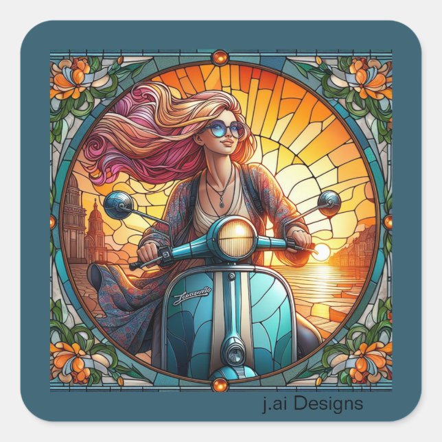 Adesivo Quadrado Lady Vespa (Frente)