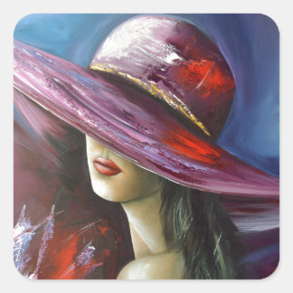 Adesivo Quadrado Lady with hat