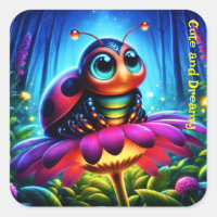 Ladybug bonito de olhos grandes com um brilho míst