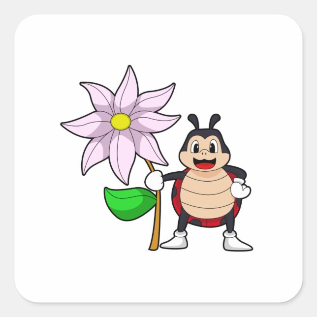 Adesivo Quadrado Ladybug com Flower.PNG