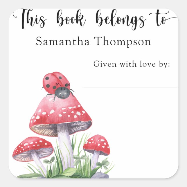 Adesivo Quadrado Ladybug - este livro pertence a (Frente)