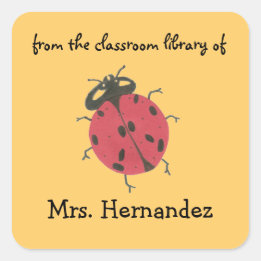 Adesivo Quadrado Ladybug personalized teacher gift bookplate