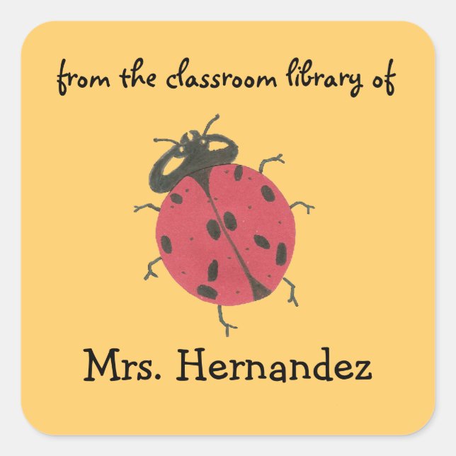 Adesivo Quadrado Ladybug personalized teacher gift bookplate (Frente)