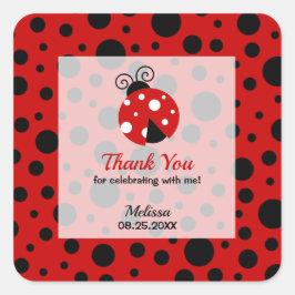 Adesivo Quadrado Ladybug Red Black Frame Bolinhas Obrigado
