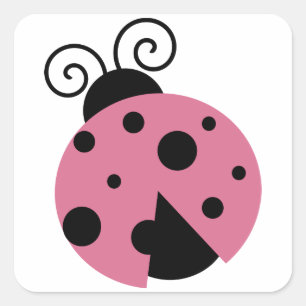 Adesivo Quadrado Ladybug Rosa