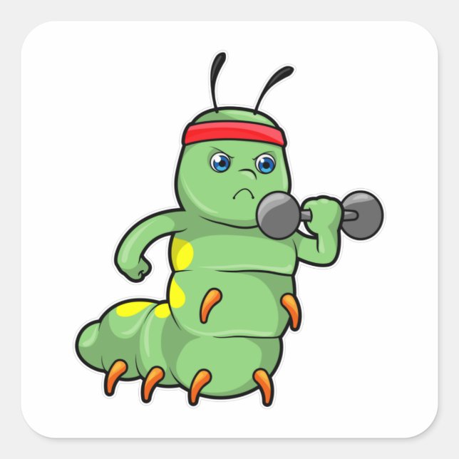 Adesivo Quadrado Lagarta em Fortalecimento com Dumbbell (Frente)