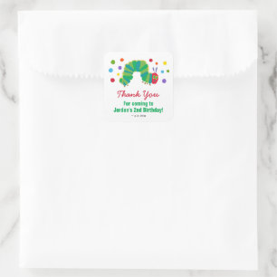Adesivo Quadrado Lagarta famosa Aniversário Obrigado
