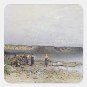 Adesivo Quadrado Lago Balaton com a margem de Akarattya, 1885