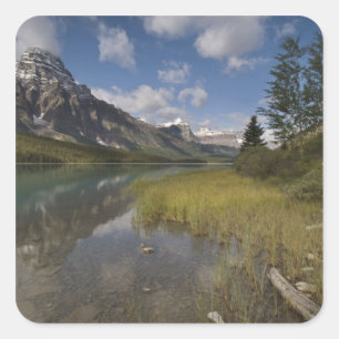 Adesivo Quadrado lago de aves aquáticas ao longo da Icefields parkw