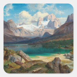 Adesivo Quadrado Lago Gosau Com Vista Do Dachstein Massif