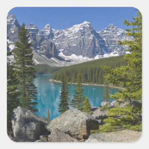 Adesivo Quadrado Lago Moraine, Canadian Rockies, Alberta, Canadá