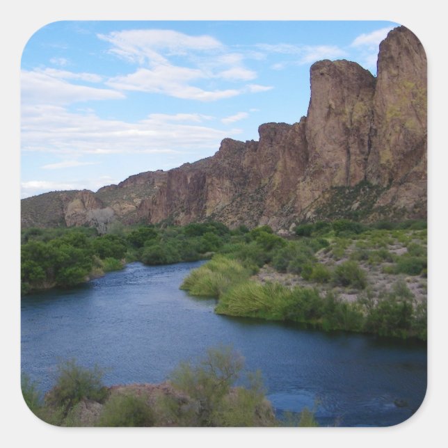 Adesivo Quadrado lago Saguaro Cênico (Frente)