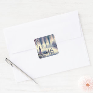 Adesivo Quadrado Lago Serene Fantasy com Willow e Heron