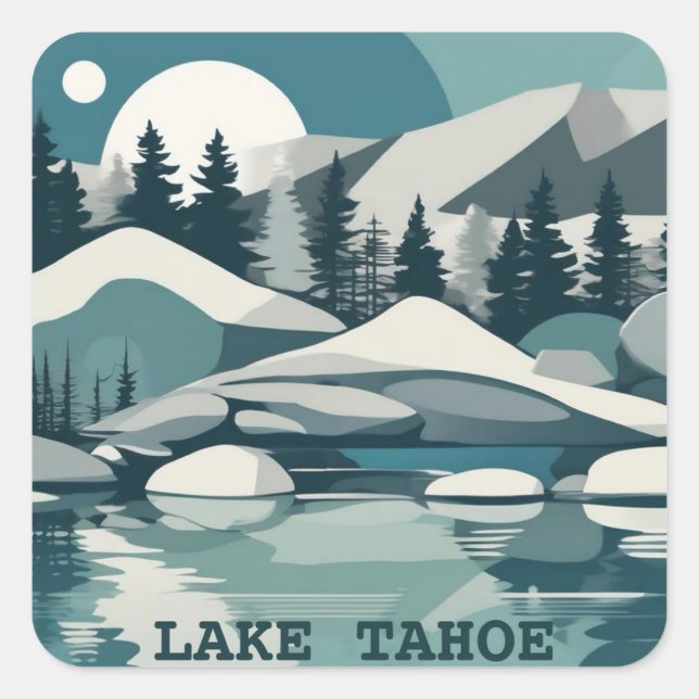 Adesivo Quadrado Lago Tahoe Summer ou o Sticker de inverno (Frente)